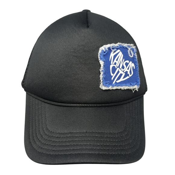 Kansas City Snapback Trucker Hat Black One Size Adjustable Embroidered Rope - Picture 1 of 9